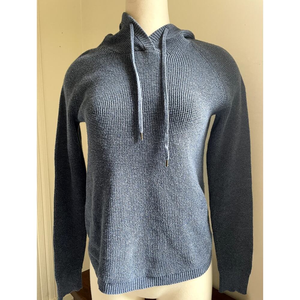 Lauren Ralph Lauren‎ Womens Small/Petite Sweater Hooded Waffle Knit Blue